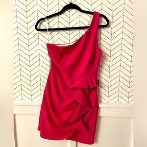 New with Tags Hello Molly one shoulder pink mini dress